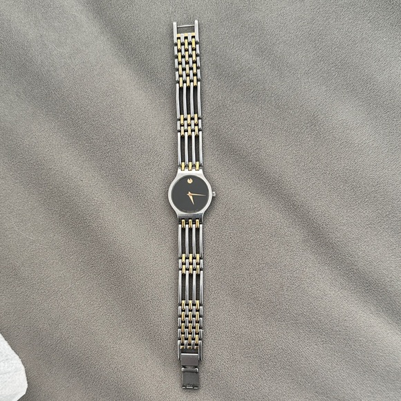 Elegant Movado Ladies Esperanza Two-Tone Watch with Black Dial
